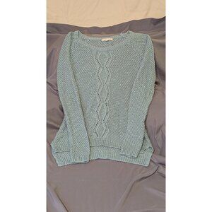 Pink Rose Cable Knit Sweater with Back Button Detail